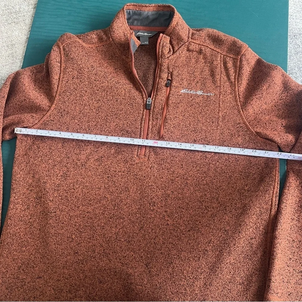 Eddie Bauer Mens L Fleece 1/4 Zip Pullover Jacket Dark Orange Rust Long Sleeve - Picture 10 of 11